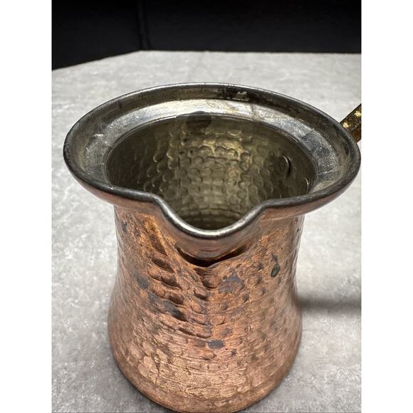 Unique! Turkish Hand Hammered Copper Coffee Pot, Ibrik Kettle, 3.3" T - Picture 3 of 13